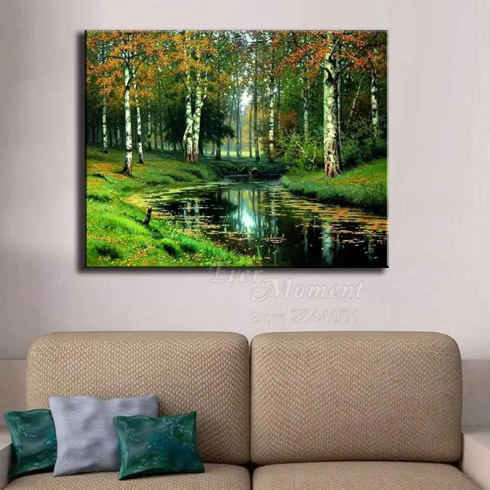 Ever Moment Diamond Painting Forest River Birch Full Square Drill Picture Rhinestone Diamond Embroidery Decoration Home ASF1671