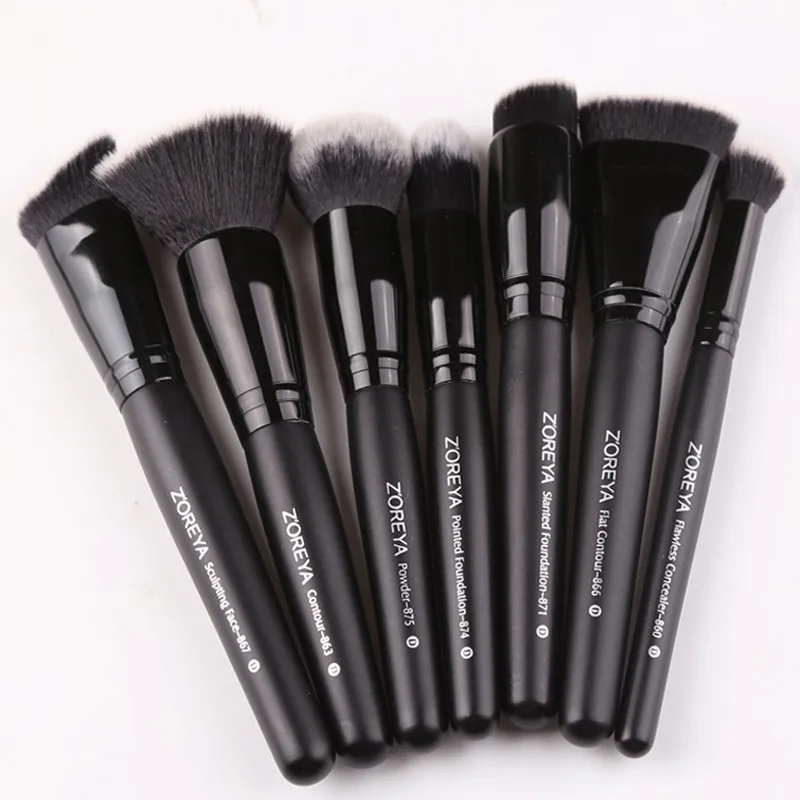 ZOREYA Set di pennelli per trucco nero Eye Face fondotinta cosmetico in polvere Blush Eyeshadow Kabuki Blending Make up Brush strumento di bellezza