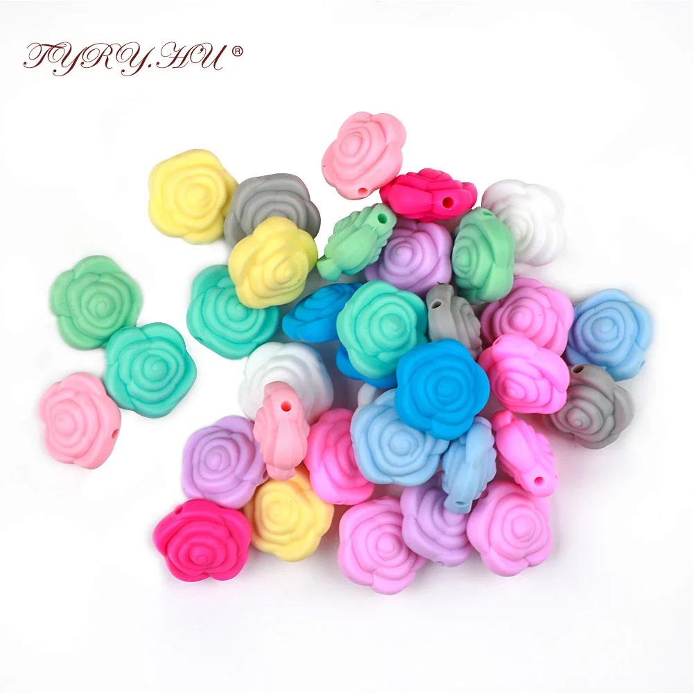 TYRY.HU 5pc Pearl Silicone Flower Baby Teething Rodent Bead Bebe Chew Jewelry Kid's Toys Diy Making Baby Teethers