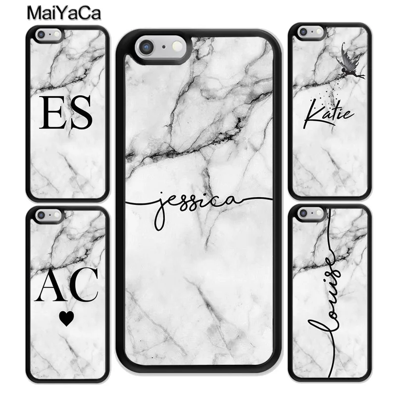 PERSONALISED GREY MARBLE INITIALS NAME CUSTOM Case For iPhone 13 12 Pro mini 11 Pro Max X XR XS MAX SE 2020 6S 7 8 Plus 5S Cover