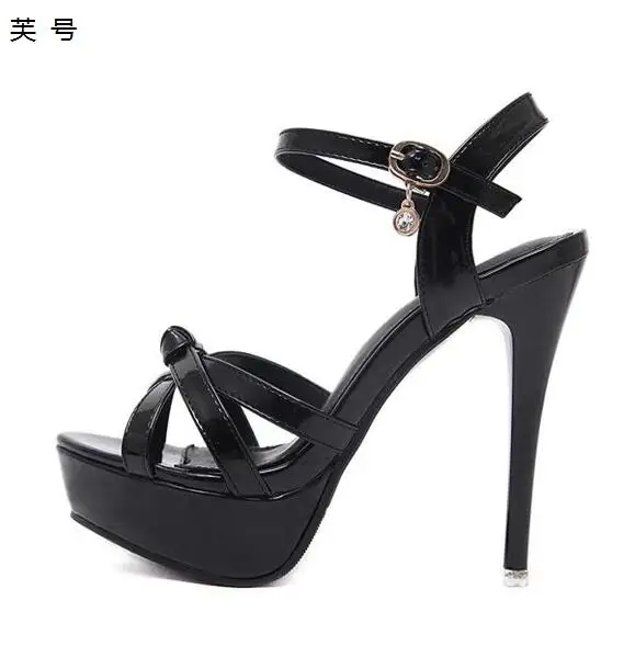 2019 Female Shoes Summer Platform Women Sandals Shoes SandaleThin Heel High Heels 12CM Sexy Cross Strap Sandals Women Black&Whit