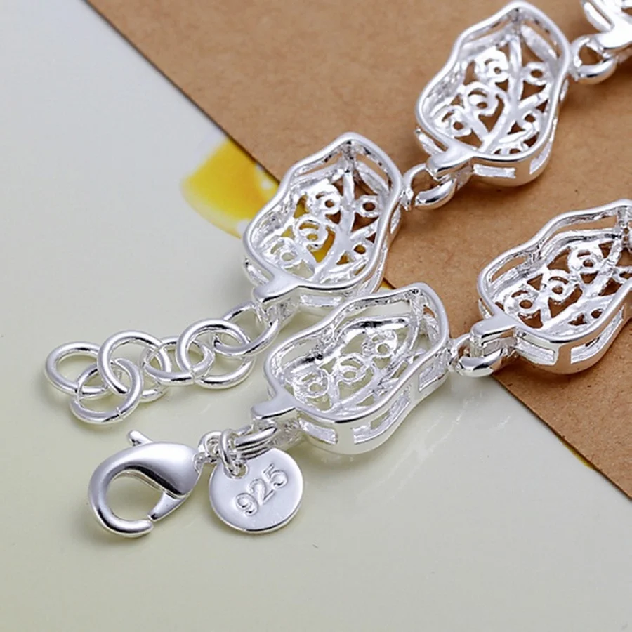 valentine gift high quality fashion women Silver color flower cute chain Jewelry Bracelets free shipping factory H244