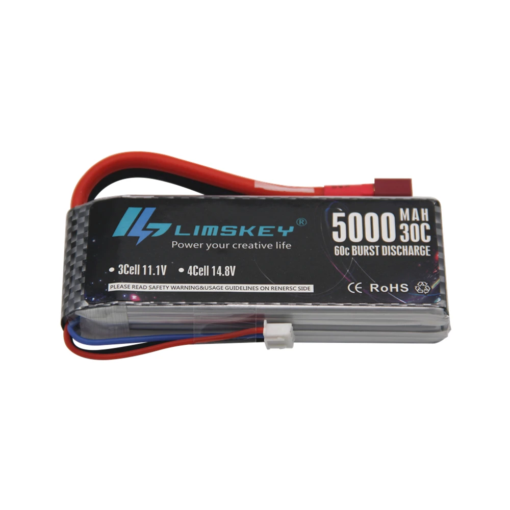 Limskey Phiên Bản Mới Chất Lượng Tốt RC Pin Lipo 7.4V 5000 MAh 2S 30C Max 60C Cho Wltoys 12428 12423 1:12 RC Xe Phụ Tùng