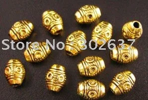 

FREE SHIPPING 270pcs Antiqued gold plt crafted eyed barrel beads A49G