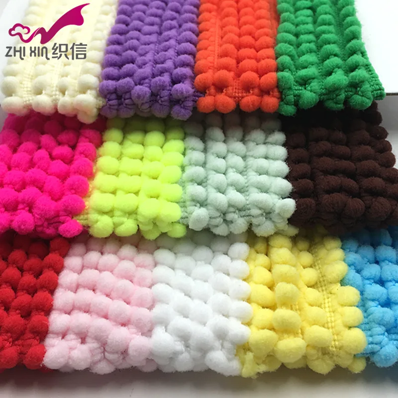 

100yards/lot 10mm Pom Pom Trim Ball Braid Lace Mini Pompom Fringe Ribbons Fabric DIY Sewing Handmade Accessories Lace