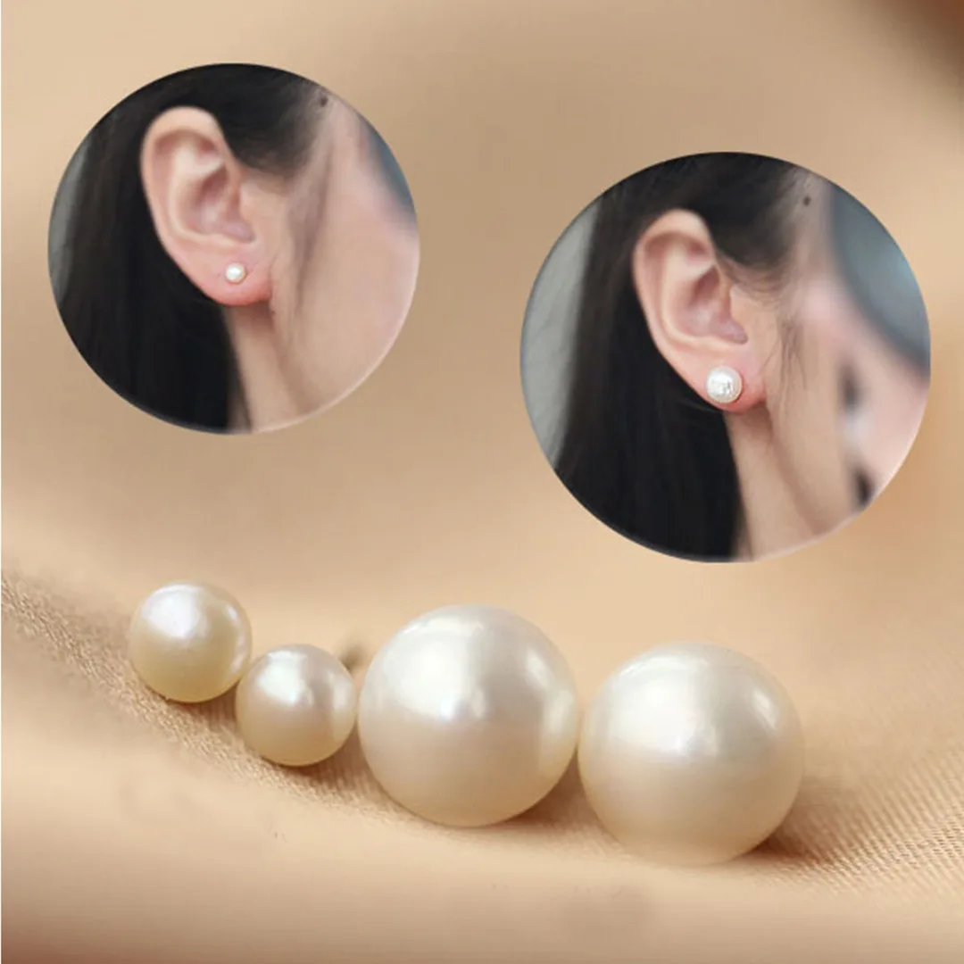 12 pairs Elegant Women Round Pearl Bead Alloy Ear Stud Charm Earrings Jewelry