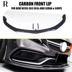 FD Style Carbon Fiber Front Bumper Chin Lip with Side Trim for Benz W205 Sedan S205 Wagon C63 & C63s Amg 15 - 21