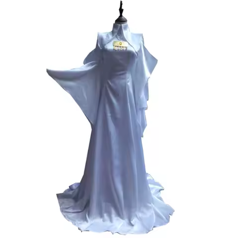 2025 Anime Saint Seiya Athena White Mullet Lolita dress Cosplay Costume Gorgeous party Dress custom made halloween costume for w