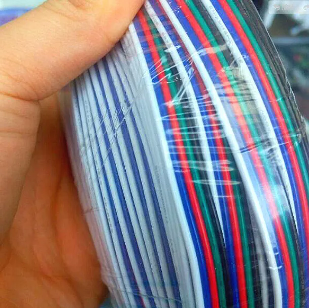 Freeshipping NEW 20m 5-pin cable wire 22 AWG RGB Extension Blue/Red/White/Green/Black for RGBW SMD 5050 3528 Led RGB strip light