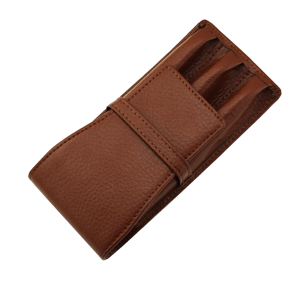 Leather Pencil Case Washed Cowhide Pen Case / Bag for 3 Pens , Coffee Pen Holder / Pouch High Quality for Men & Women