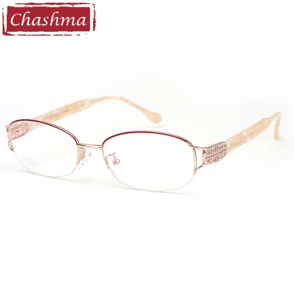 

Chashma Fashion Pure Titanium Frame Lentes Opticos Gafas Top Quality Designer Frames Light Eyeglasses Rhinestone Glasses Women