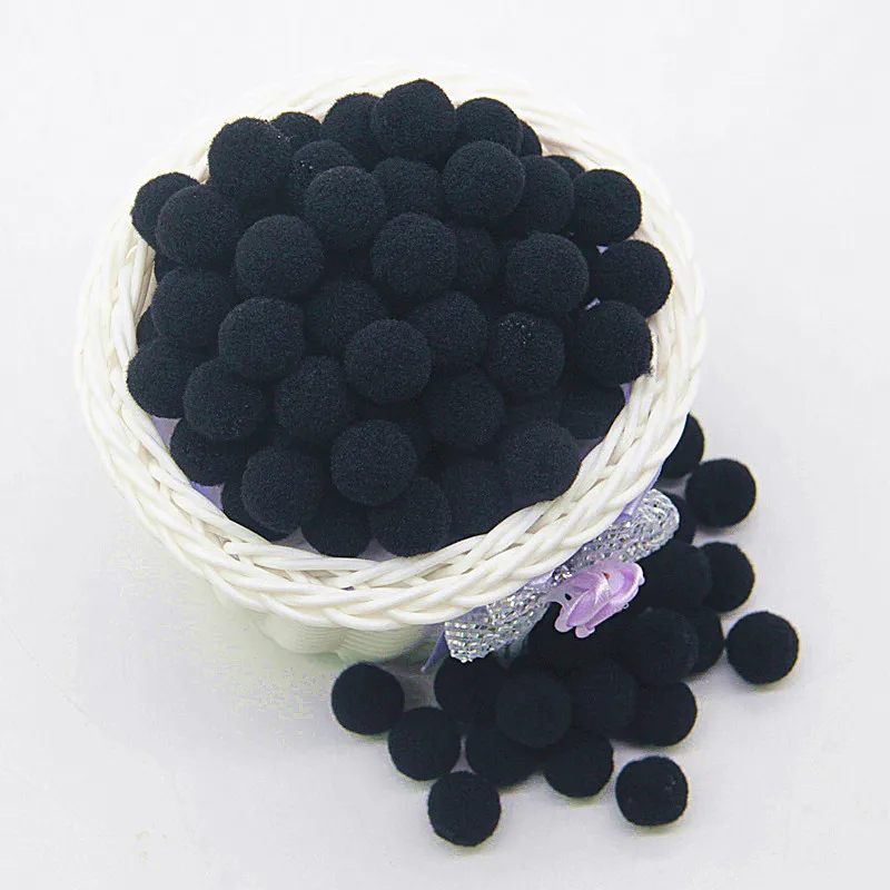 Pompon nero 8mm 10mm 15mm 20mm 30mm Pom Poms Ponpon artigianato forniture fai da te per bambini giocattolo indumento cucito decorazioni di nozze per