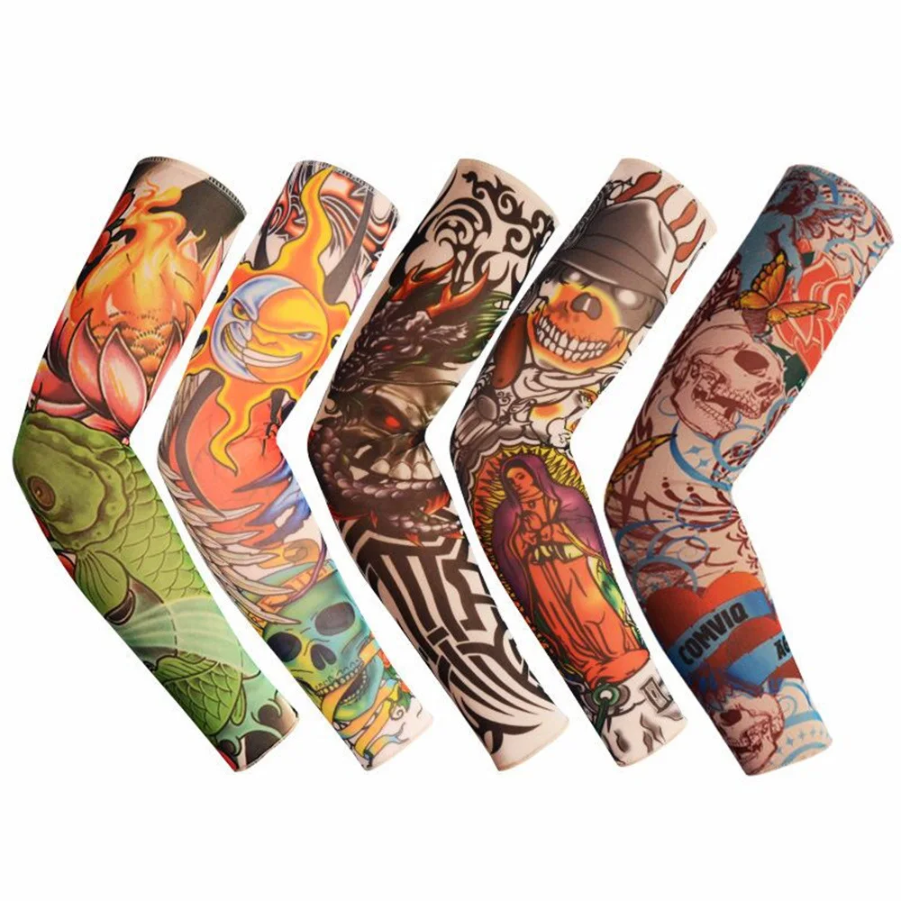 1pc Tattoo Sleeve Flower Arm Sleeve Men and Women Ice Summer Running Cycling Riding Driving Sports Arm Hand Sleeve