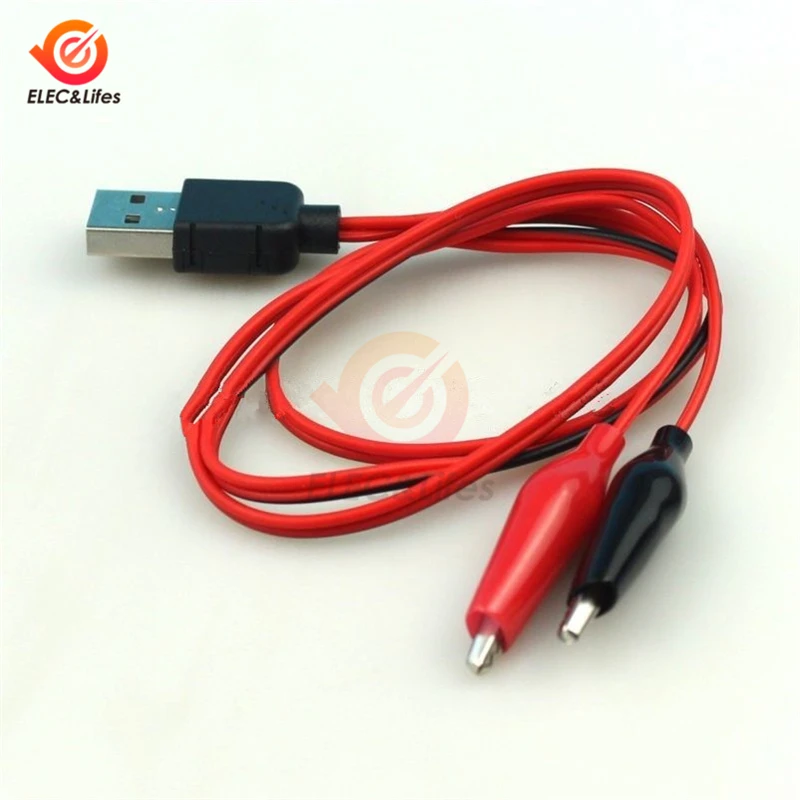 60CM Alligator Test Cilp Auf USB Stecker Adapter Krokodil Test Clamp Clip Power Kabel