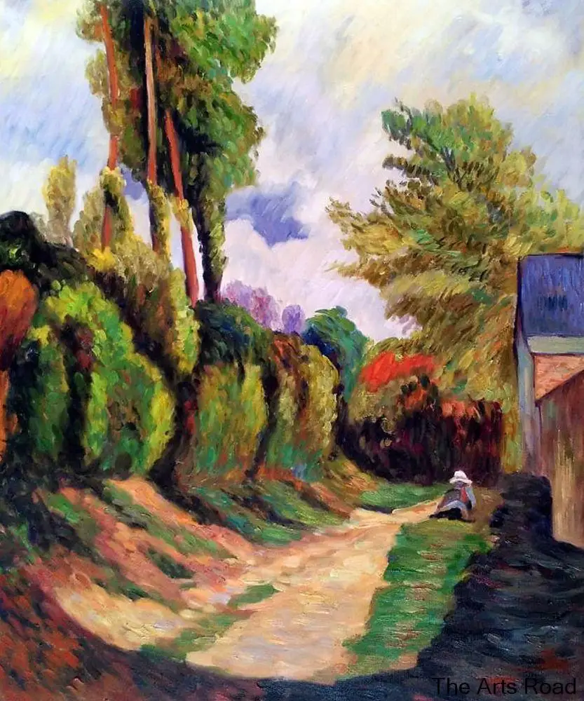 

Living Room Wall Painting Sunken Lane, 1884 by Paul Gauguin Landscape Oil Painting for Sale High Quality