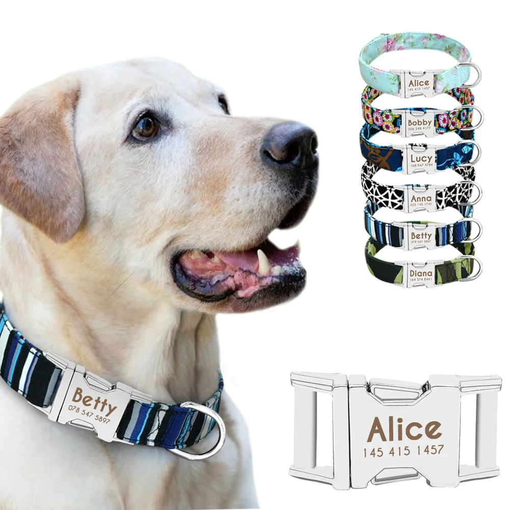 Personalized Nylon Dog Collar with Name ID