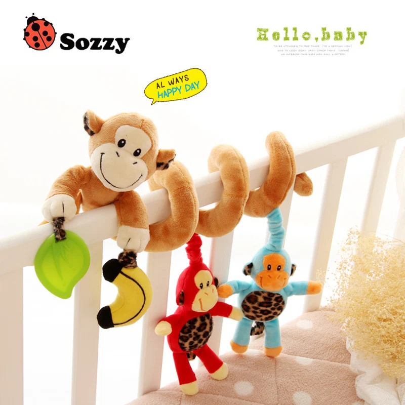 Sozzyเด็กเปลแขวนtoysรถเข็นเด็กทารกของเล่นที่เขย่าแล้วมีเสียงลิงช้างตุ๊กตาเขย่าแล้วมีเสียงcarrierอุปกรณ์เสริมสำหรับทารกแรกเกิดการศึกษา