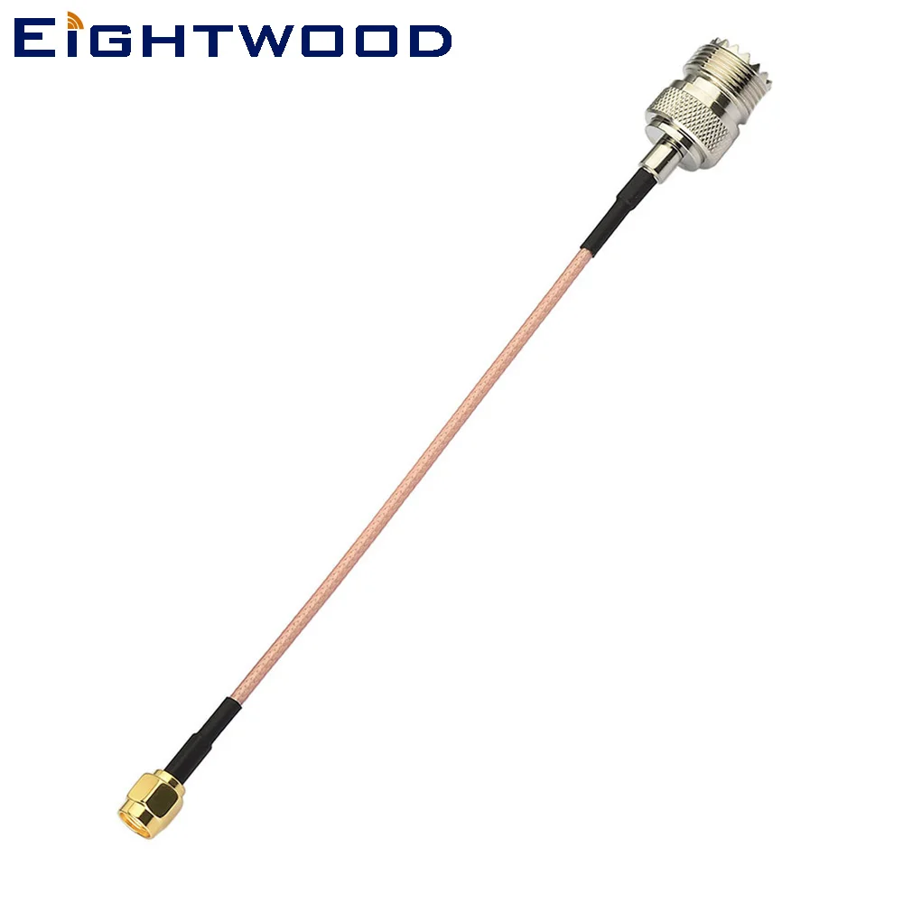 Eightwood RF Coaxial Cable SMA Male to UHF SO-239 Female RG316 15cm Ham Two Way Radio Antenna Adapter for Baofeng Wouxun Kenwood