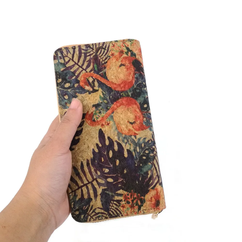 TROPICAL FLAMINGO PATTERN WOMEN CORK WALLETS FOR VEGAN