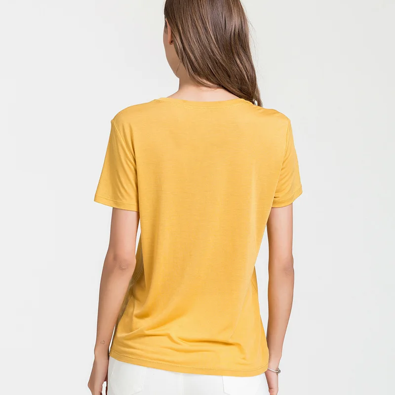 Loose 10% Silk Knitted Short-sleeved T-shirt With Round Collar