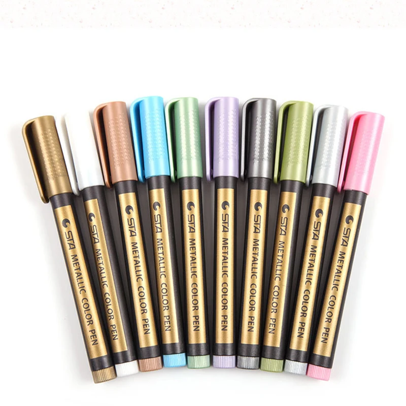 STA 8151 10 Kleuren Water-gebaseerde Inkt Graffiti En DIY Metallic Kleur Marker Pen Art design levert