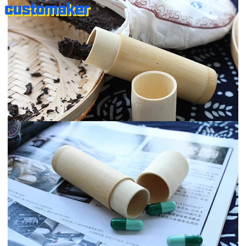 10pcs eco friendly bamboo Tubes  Customized pills Tubes Small sweet drumenvironment bamboo Container Holder for Gift filler