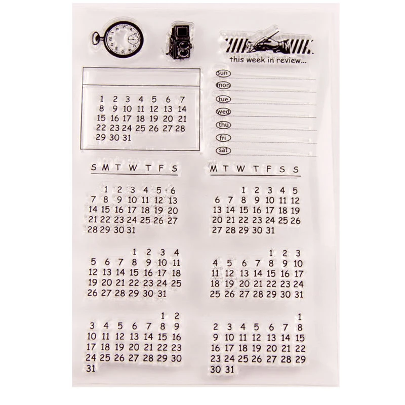 Calendar Time Week Day Year Transparent Stamp Seal DIY Scrapbooking Photo Album Decoration Stamps Practical Handcraft Stamp