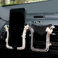 Wholesale Diamond Flower Bowknot Universal Car Phone Holder Crystal Rhinestone Car Air Vent Mount Clip Car iPhone Holder