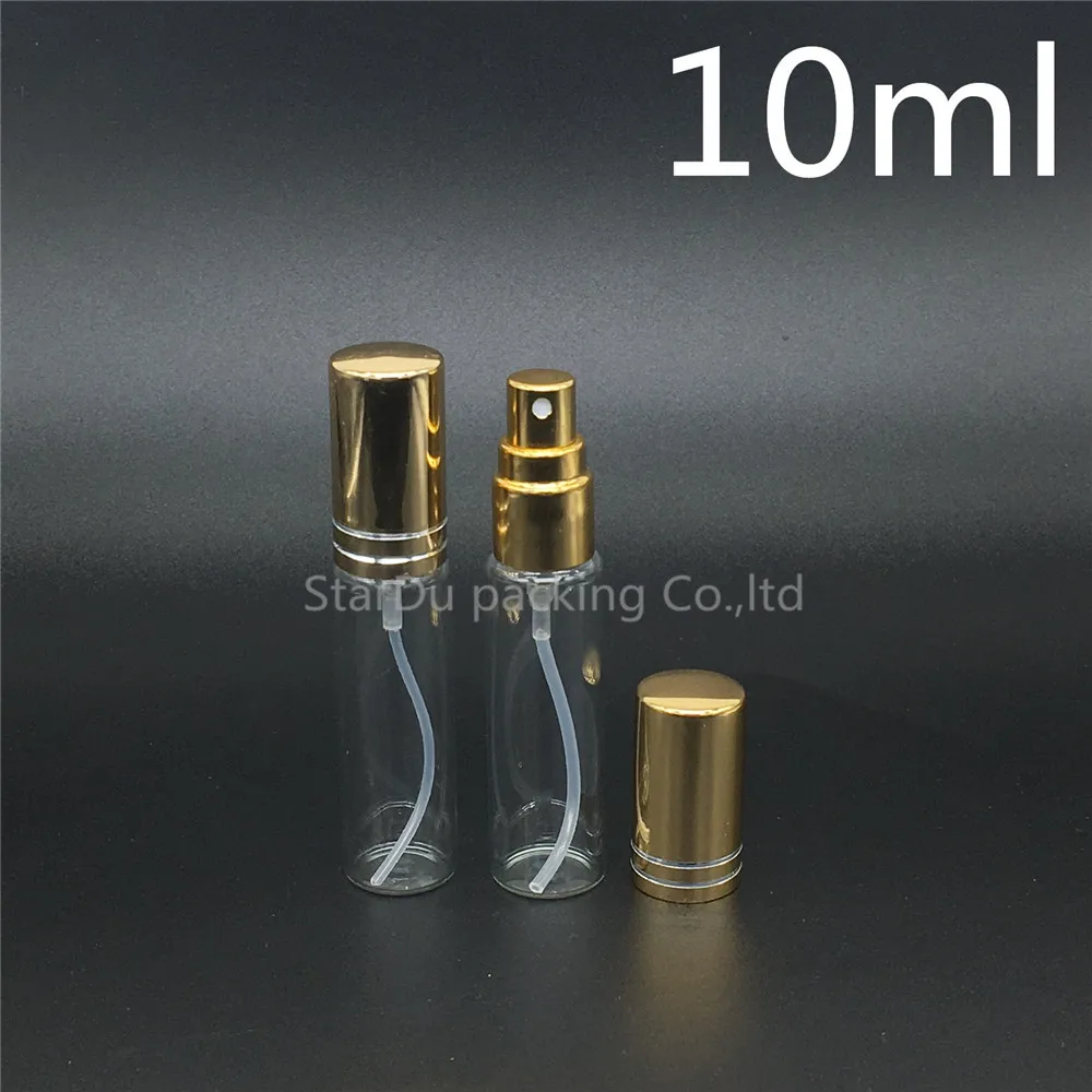 

Free Shipping 240Pcs/lot 10ml Glass Spray Bottles,10CC Glass Perfume Bottle With Gold Cap, Small Travel Packing Container