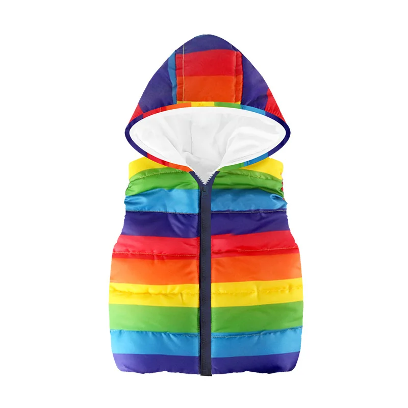 Boys Girls Autumn Winter Cartoon Pattern Hooded Sleeveless Garment Zipper Vest