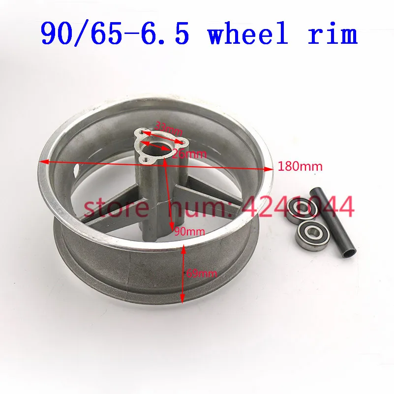 90/65-6.5 front or 110/50-6.5 rear Aluminum Wheel hub,Sprocket,Brake disc Axle bearing fits 49cc Mini Dirt Bike e Scooter Moto