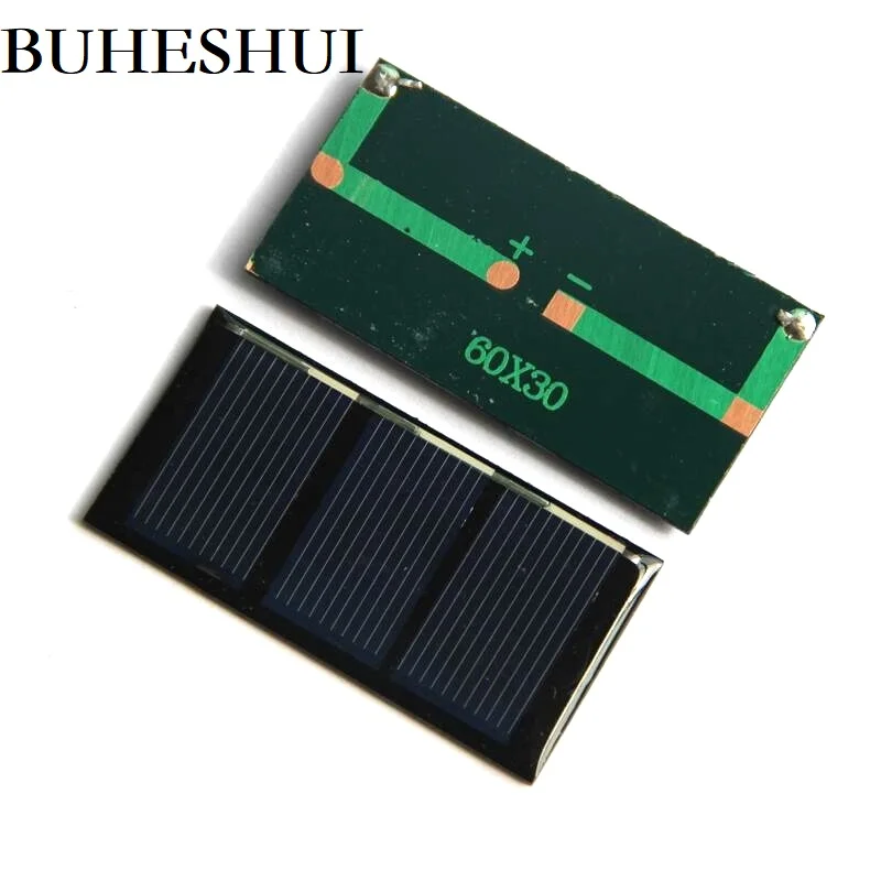 BUHESHUI 0.2W 1.5V Mini Solar Panel Polycrystalline Solar Cell DIY Solar Charger For 1.2V Battery Light Study  60*30MM 100pcs