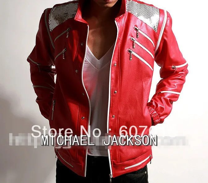 

Impersonator Michael Joseph Jackson Costumes Jacket Stuff Beat it Red Zipper Jacket Fans Imitator