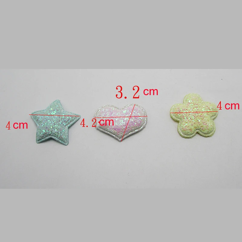 Glitter Paillette candy color Heart Pads Patches  Appliques for Craft Clothes Sewing Supplies DIY Hair Clip Accessories