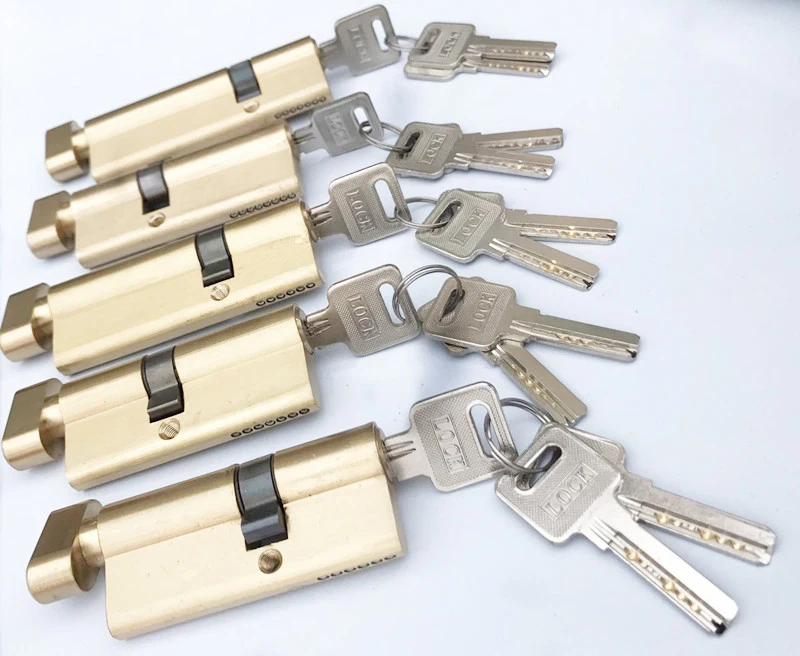 Custom Eccentric Core 70 75 80 85 90 95MM Lock Gold Bed Door Cylinder Pure Brass Door Lock Lengthened Extended