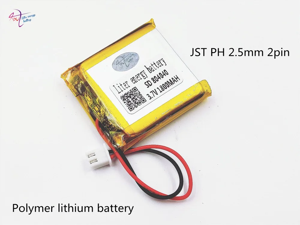 XHR-2P 2.54  1800mAh 804040 3.7V lithium polymer battery 853838 story machine monitoring mobile speakers