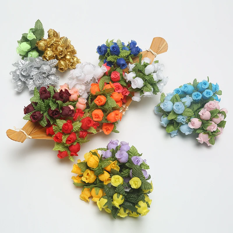 36/72/PCs Mini Künstliche Blumen Seide Rose Blumenstrauß Für Hochzeit Party Dekoration DIY Kranz Sammelalbum Zubehör – Detail 8