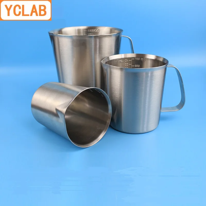 YCLAB 1500mL 304 Stainless Steel Measuring Cup 1.5L Beaker with Graduation Laboratory Kitchen Latte Art Coffe Cup