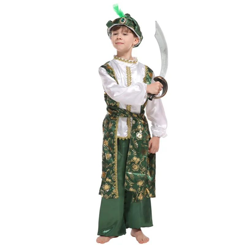 Arabski król książę arabski wojownik kostiumy nowy rok Halloween boże narodzenie karnawał dzieci chłopcy przebranie dzieci ubrania typu Cosplay