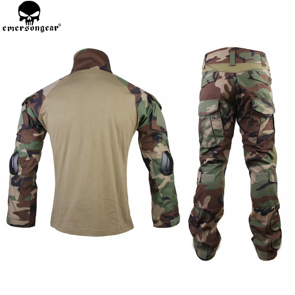 Emersongear Combat Uniform Hunting Clothes Camouflage Ghillie Suit emerson Woodland Tactical Pants with Knee pads EM6974