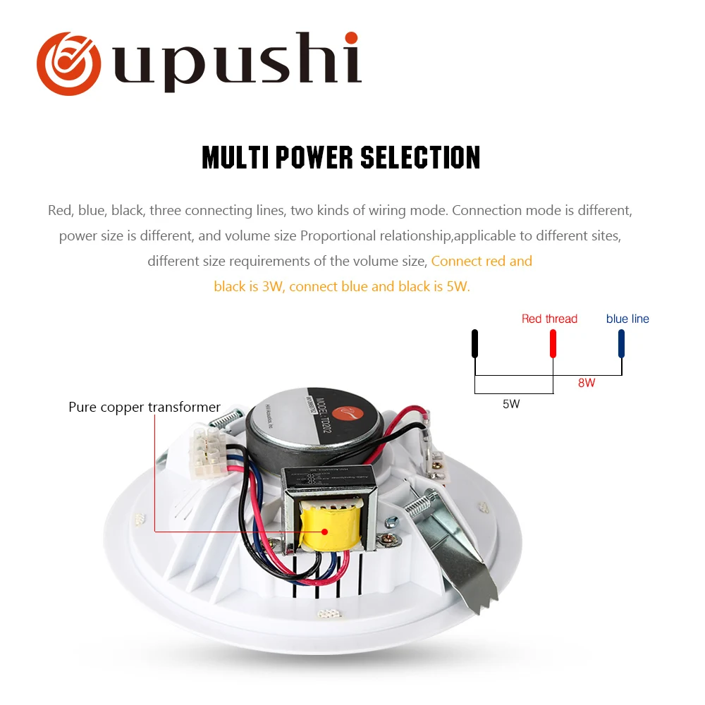 Система объемного звучания Oupushi, потолочные колонки 6,5 дюйма, 100 в, динамики на крышу для домашней фоновой музыкальной системы