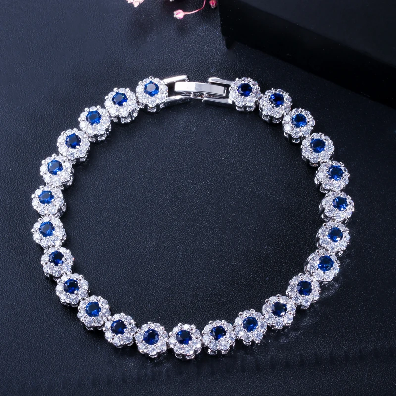 CWWZircons Hochwertiges Kettenglieder-Armband mit grünen Zirkonia-Steinen, modisches Damen-Armband für Hochzeit und Party, runde Zirkonia-Armbänder, Großhandel S0005 – Detail 5