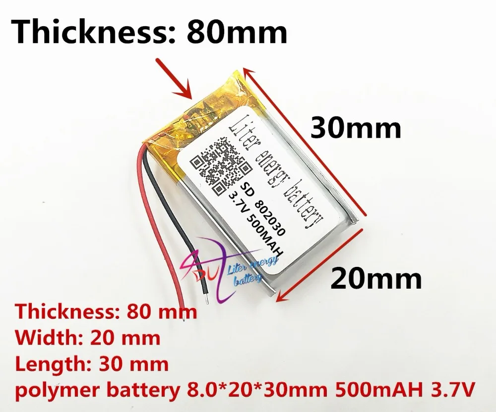 

802030 082030 500mah 3.7V lithium polymer battery massager batteries replacement in neoline evo z1 auto-register