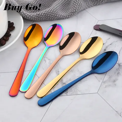 다채로운 미니 티스푼, 럭셔리 스테인레스 스틸 로즈 골드 티 스푼, 작은 실버 스쿠프 거울, 파티용 식기