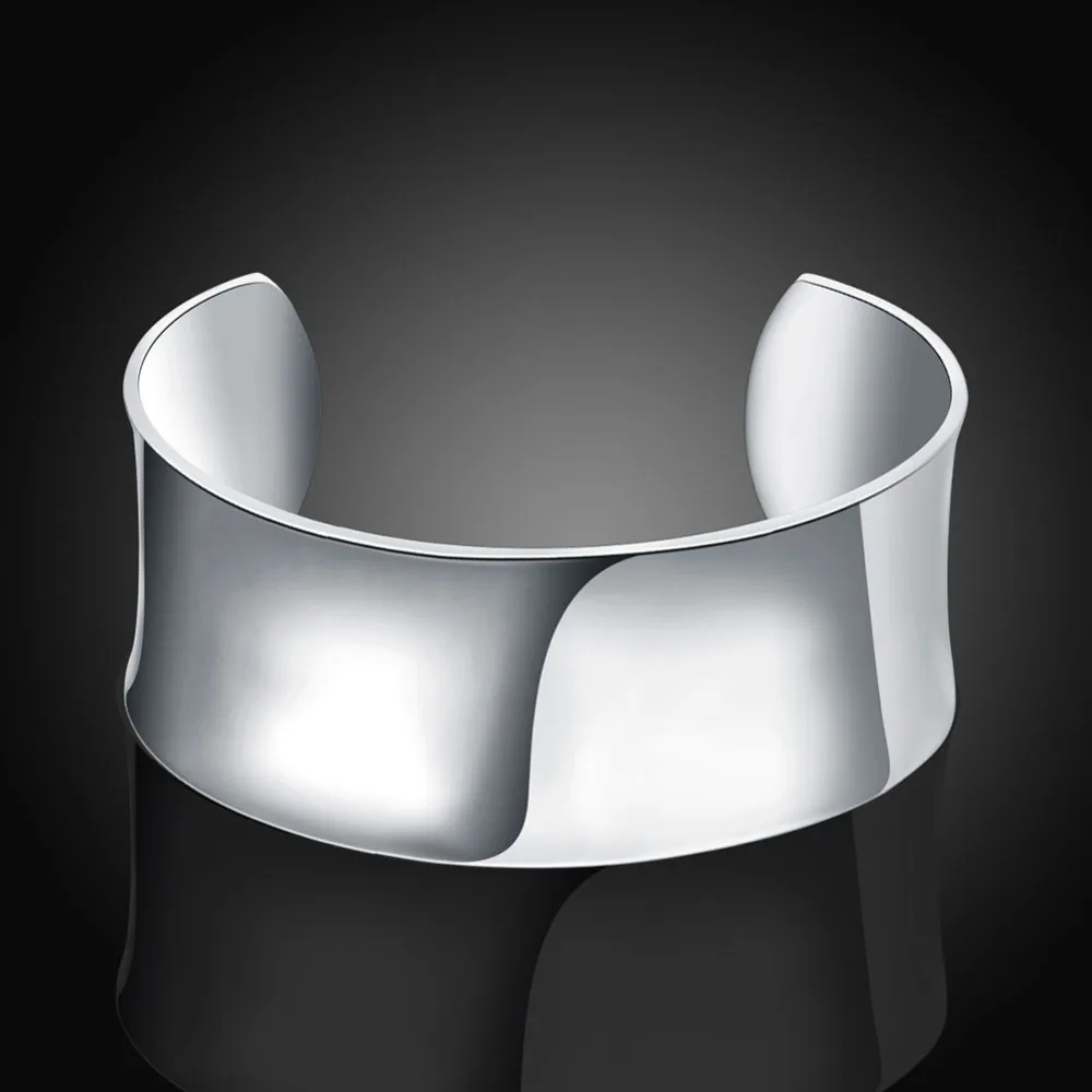 Bracelet en argent 925 pour hommes et femmes, bijoux simples, rond, grand, ouvert, haute qualité