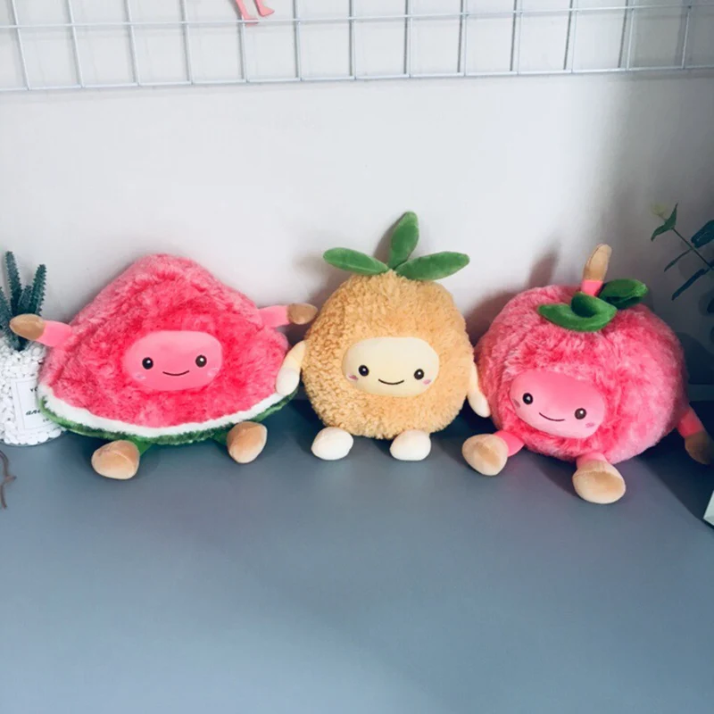 1PC Creative Cute Soft Fruit Cherry Watermelon Pineapple Plush Toys Fruit Pillow For Kids Baby Children Girl Christmas Gift