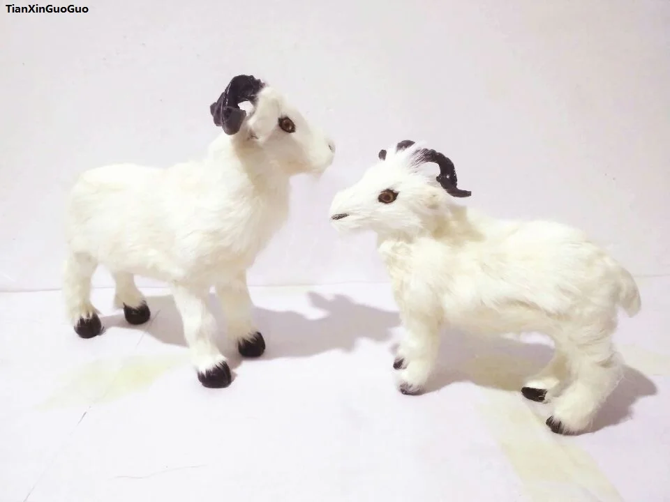 simulation sheep hard model prop, white furs goat, craft home decoration toy gift s1517