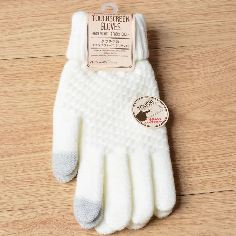 Eldiven-guantes de punto de lana para mujer, manoplas elásticas para pantalla táctil, uso mágico sólido, Invierno