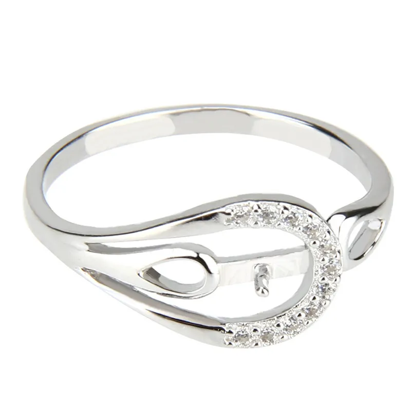 CLUCI Silver 925 Zircon Gold Pearl Ring Mounting Jewelry for Women Engagement 925 Sterling Silver Geometric Rings SR1005SB