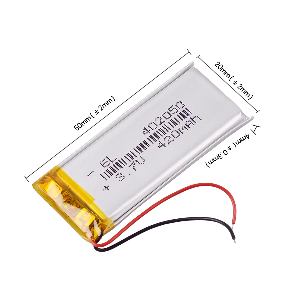 

10pcs/Lot 402050 3.7V 420mAh Lithium Li-ion Polymer Battery 382250P 042050